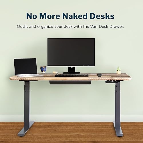 Miniatura 3 de Vari Cajón de acero para debajo del escritorio, organizador de almacenamiento delgado para debajo del escritorio, accesorio de escritorios de pie,
