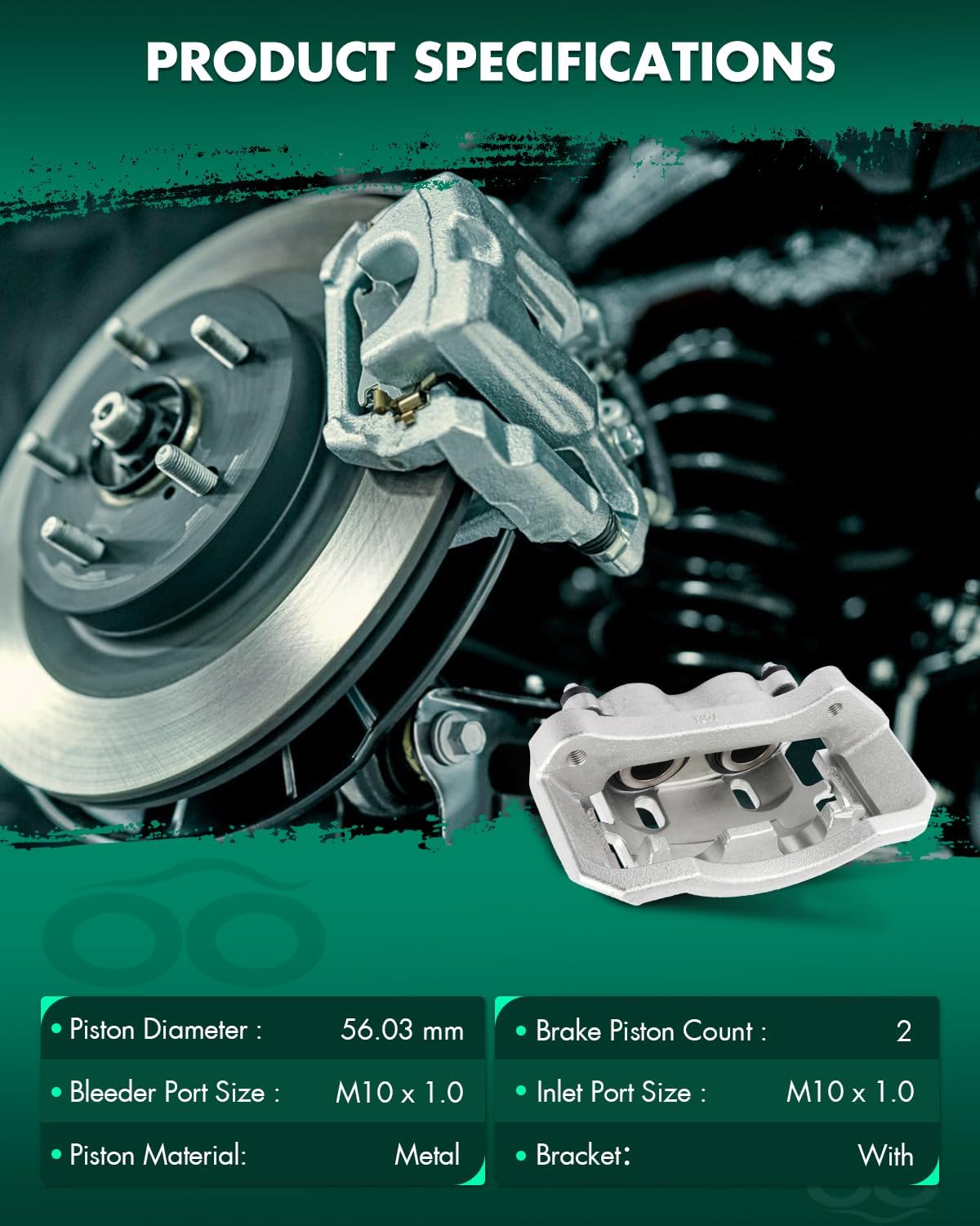 SCITOO Front Left+Right Brake Calipers With Bracket 18-B4890 18-B4891 Compatible For Dodge Ram 1500 2006-2008 For Dodge Ram 2500 2003-2008 For Dodge Ram 3500 2003-2008