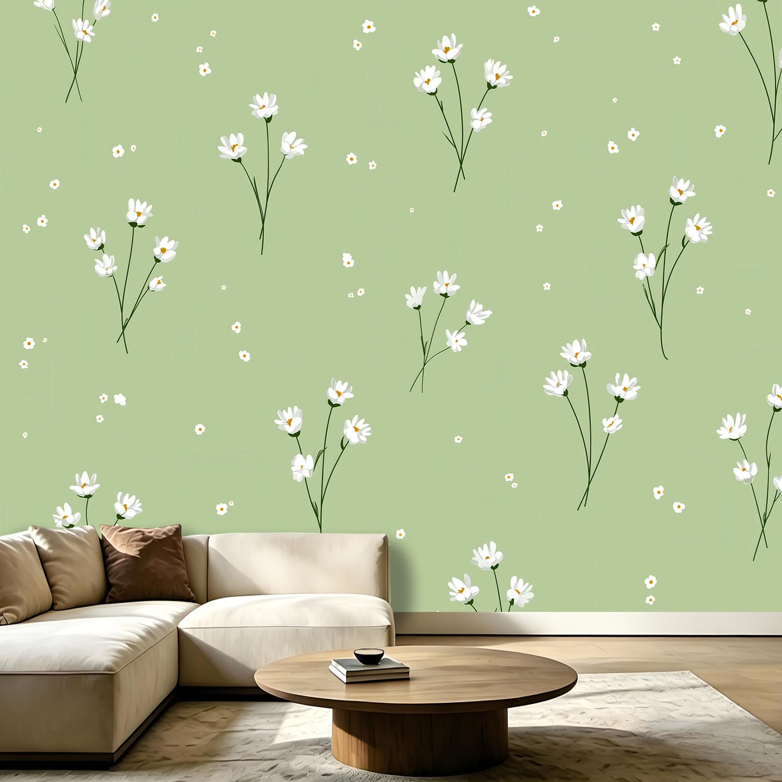 Carta da parati rustica, 250 x 175 cm (larghezza x altezza), carta da parati fotografica per camera da letto, rami di fiori, decorazione per soggiorno, decorazione da parete, carta da parati in