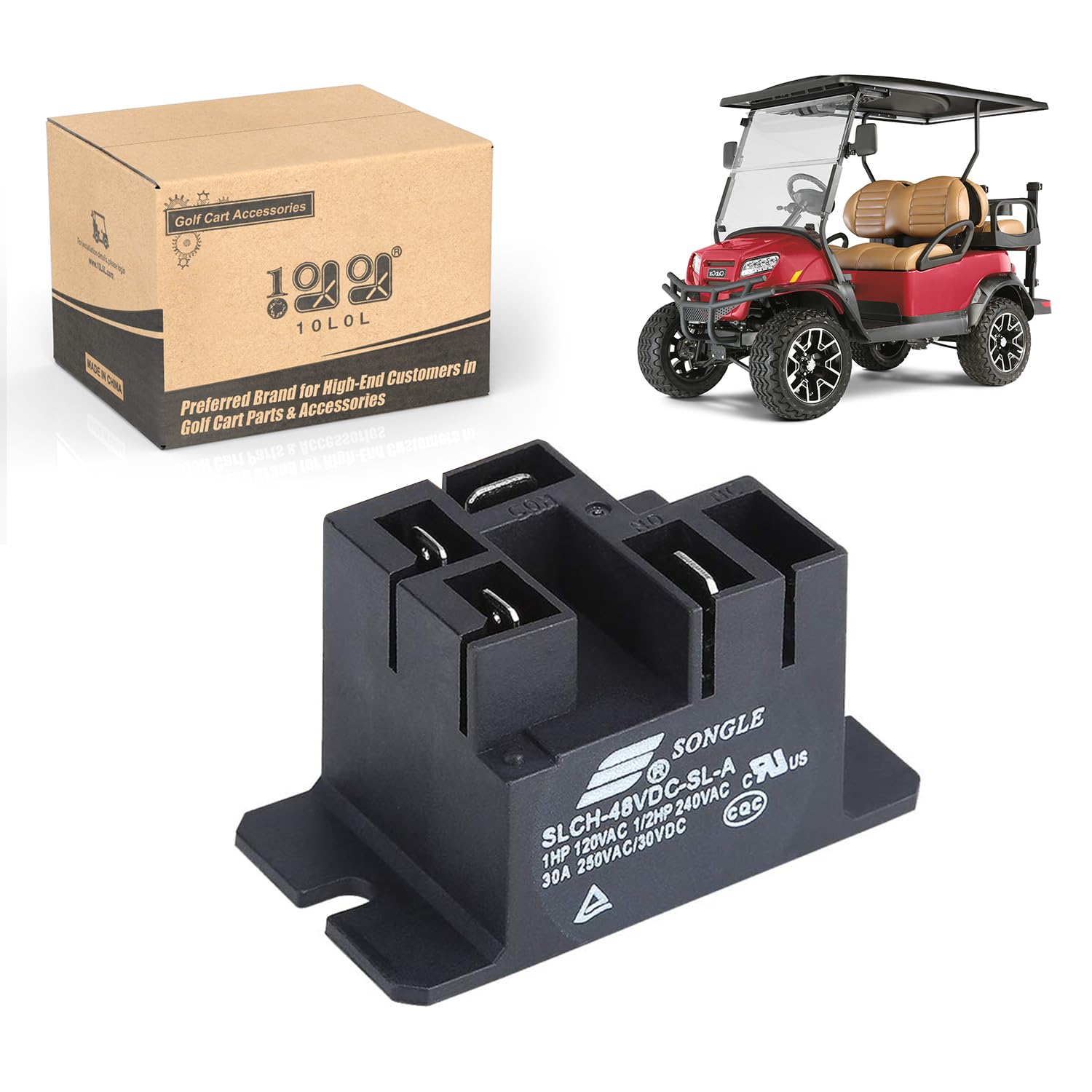 10L0L Golf Cart 30A 48V Relay for Club Car Charger Power Drive 1 & Power Drive 2,Replace OEM# 1018286-01, 103414901, 101828601, 102275401