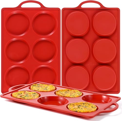 Miniatura 9 de CAKETIME Molde de silicona para magdalenas con marco de metal, sartén redonda antiadherente de 4 pulgadas para muffins ingleses, empanadas, pan