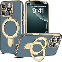 Vista 161 de Funda compatible con iPhone 12 con soporte de anillo magnético invisible [compatible con Mag-Safe] [Protector completo de lente de cámara] Funda