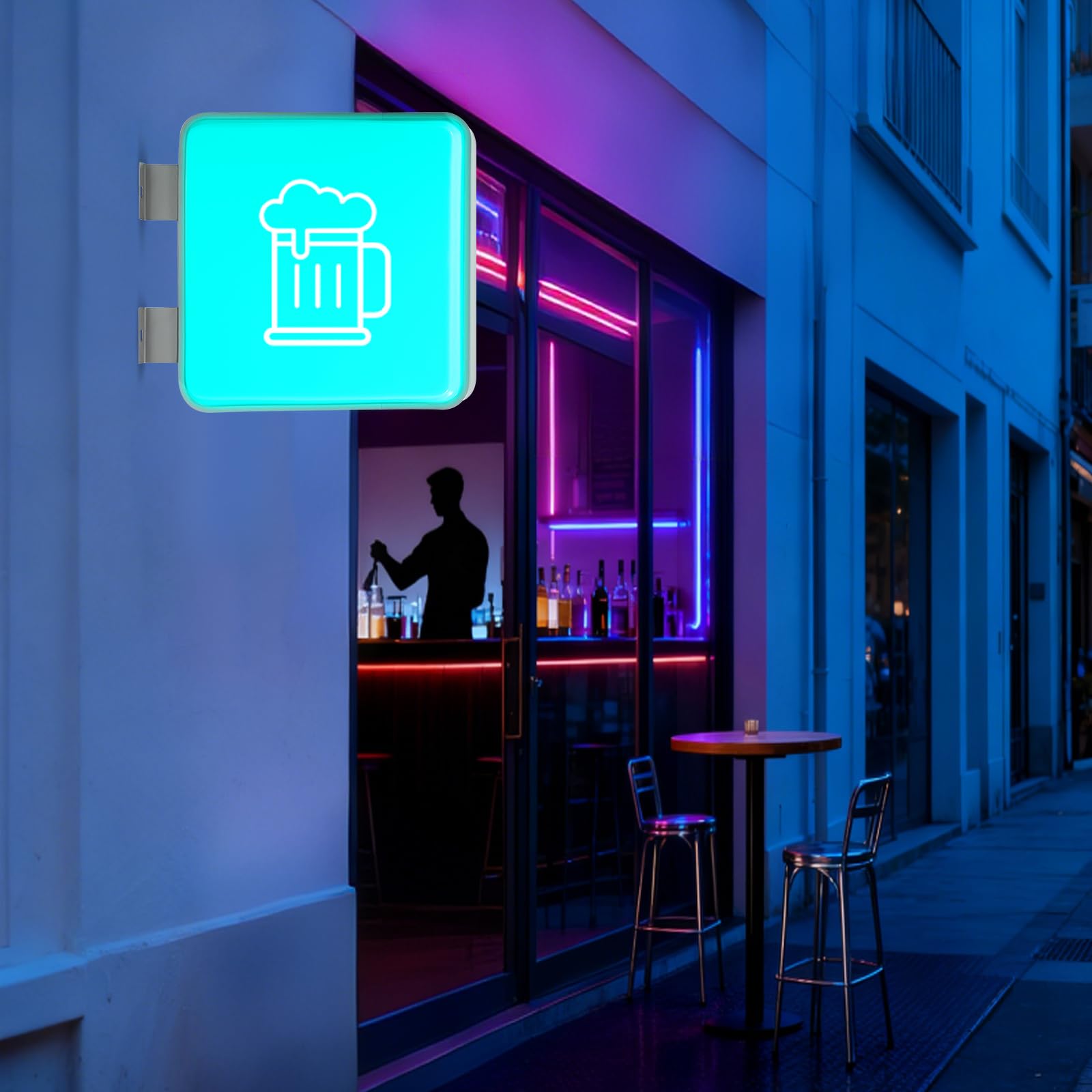 Light Box - Scatola luminosa a LED su entrambi i lati, 220 V, 10 W, 50 x 50 cm, impermeabile IP65, visibilità su entrambi i lati, supporto stabile, montaggio a parete, efficiente dal punto di vista