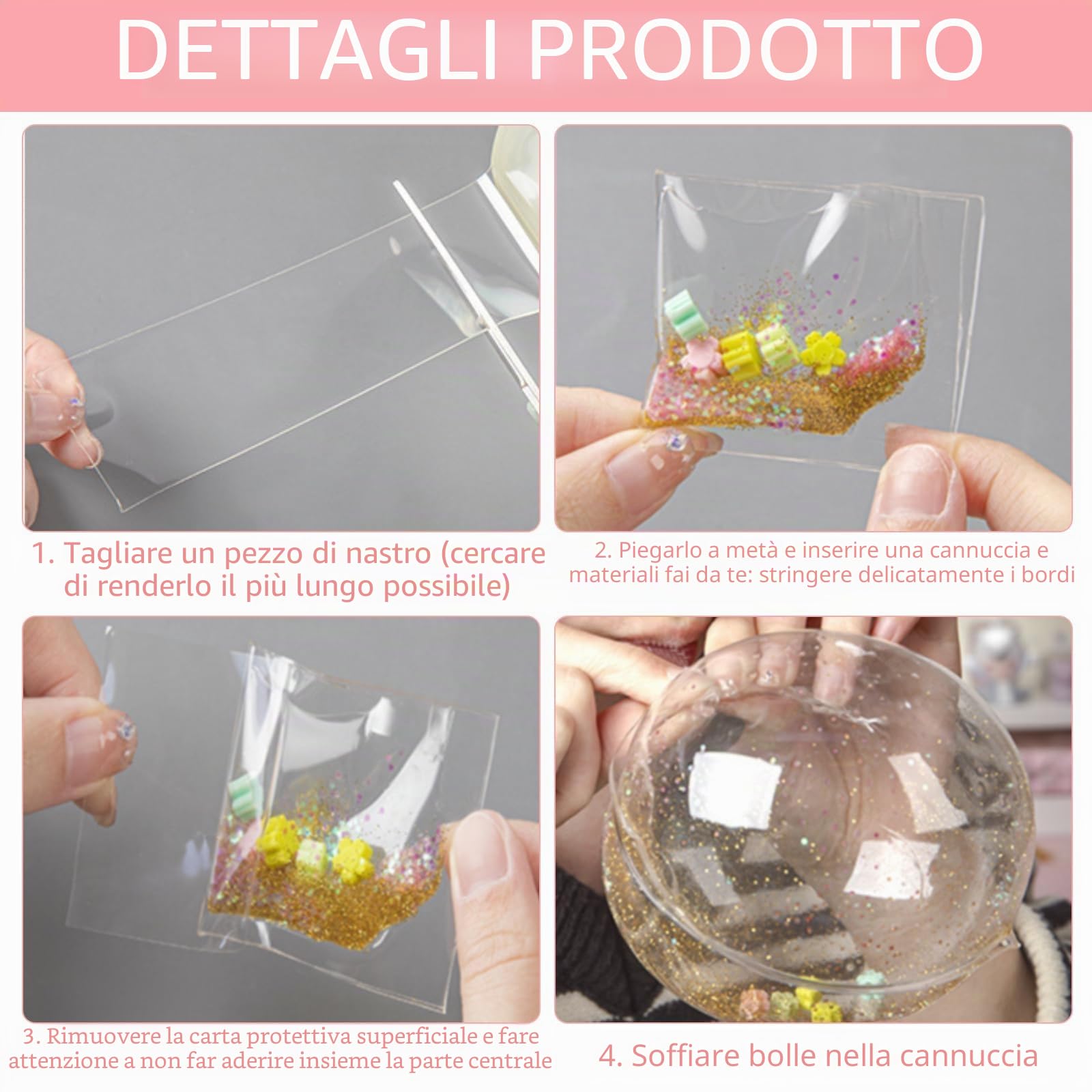 70 Set Nastri Adesivi per Bolle Sapone Nano, Set di Nastri Adesivi per Bolle di Sapone Nano per Bambini, Nastro con Glitter, Nastro Adesivo Trasparente Multiuso, Bolles Sapones Antistress (C)