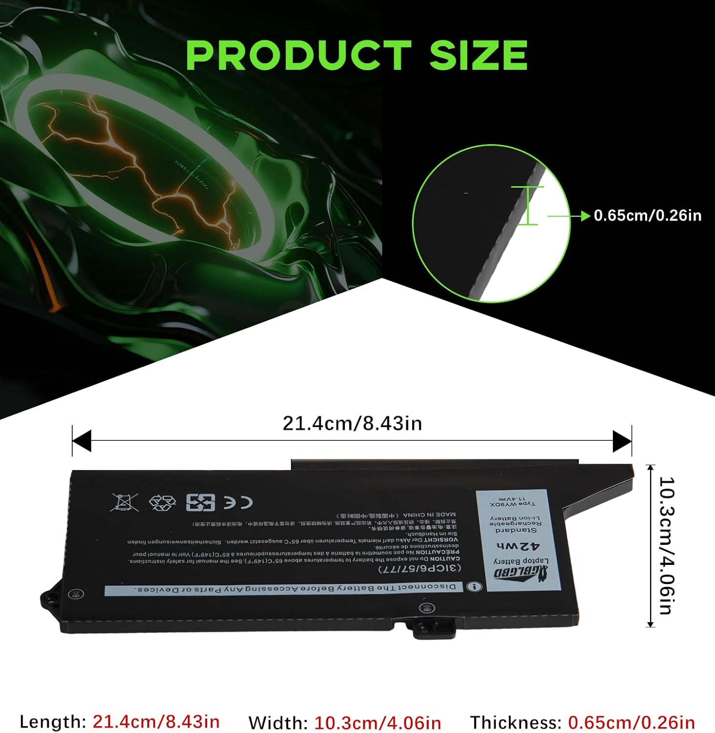 WY9DX Replacement Battery for Dell Precision 15 3560 Latitude 14 5420 Latitude 15 5520 Series, Compatible with Part Numbers RJ40G 0WK3F1 0M3KCN 005R42 01K2CF 075X16, Rechargeable Li-ion 3-Cell