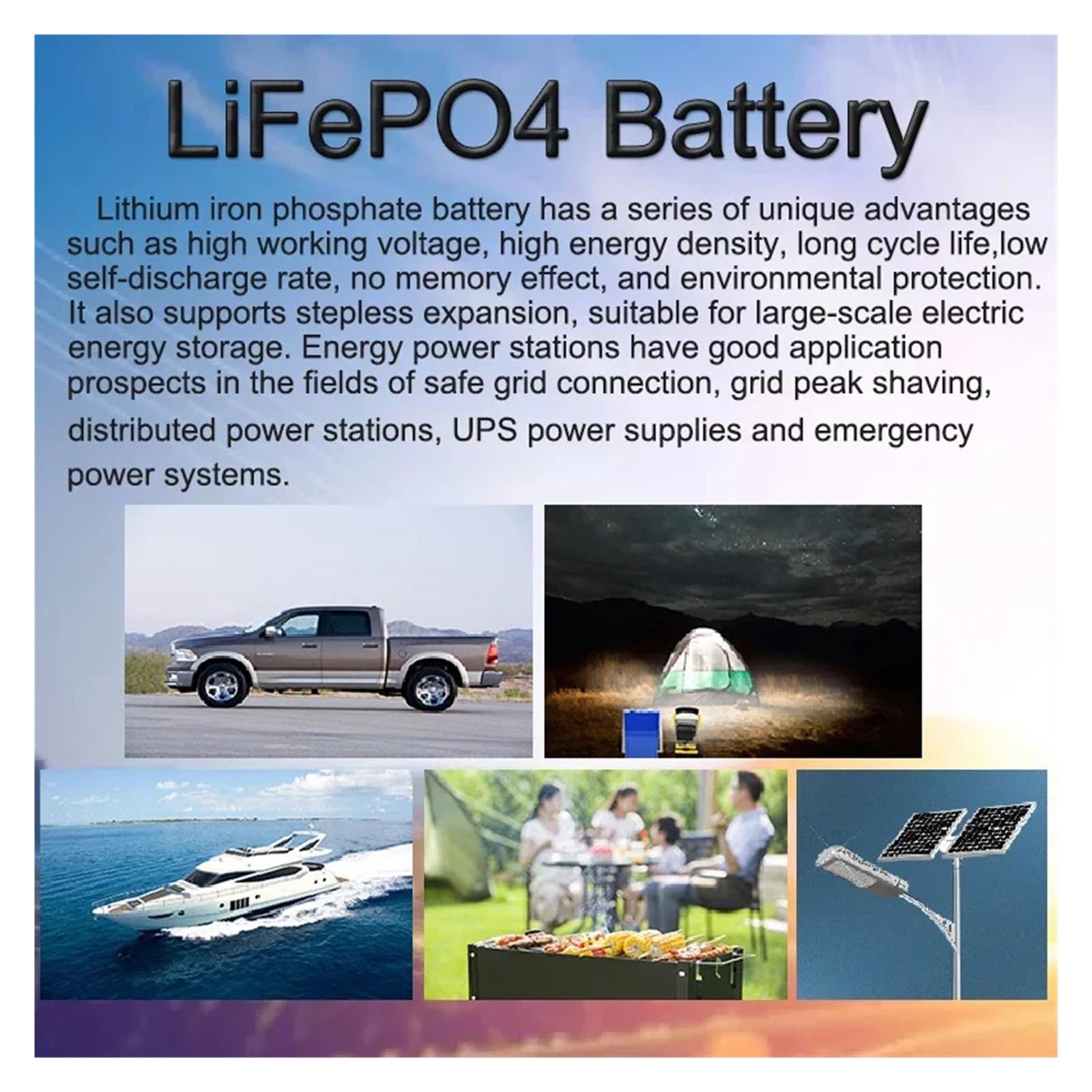 Batteria ricaricabile LiFePO4 da 3,2 V, 340 Ah, 10.000 cicli, adatta for sistemi di energia solare fai da te for roulotte e imbarcazioni da 12 V, 24 V e 48 V.(3.2V 340Ah 4pcs)