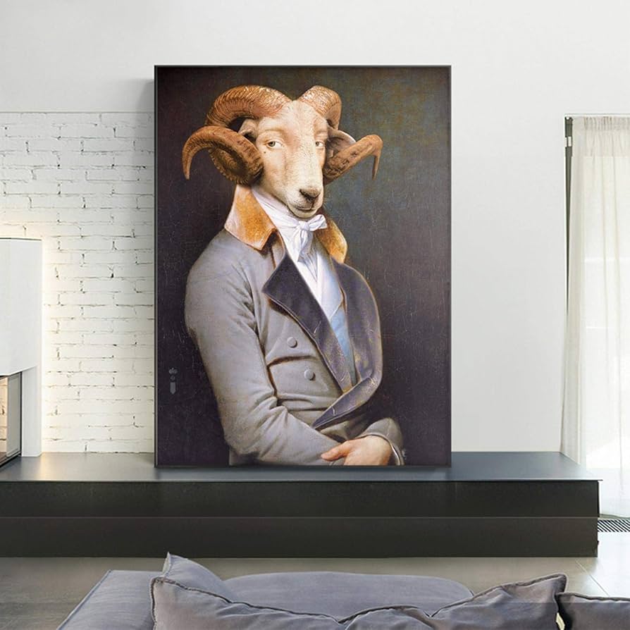 ヤギの油彩画　油絵　動物画　インテリア ヤギの油彩画 油絵 動物画 インテリア