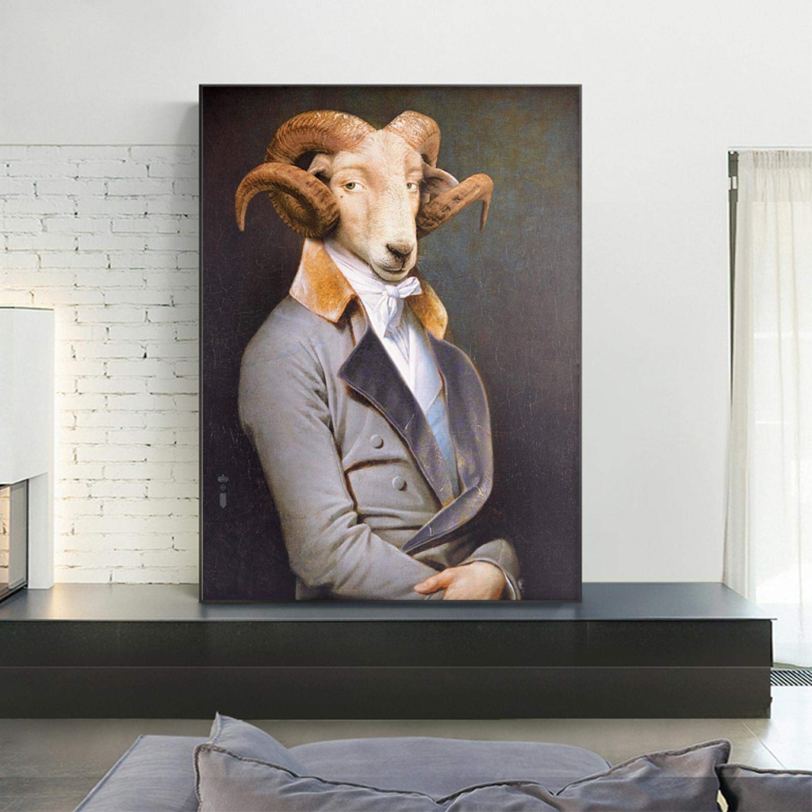 Amazon.co.jp: ヴィンテージノスタルジア紳士アート絵画ヤギ動物の壁