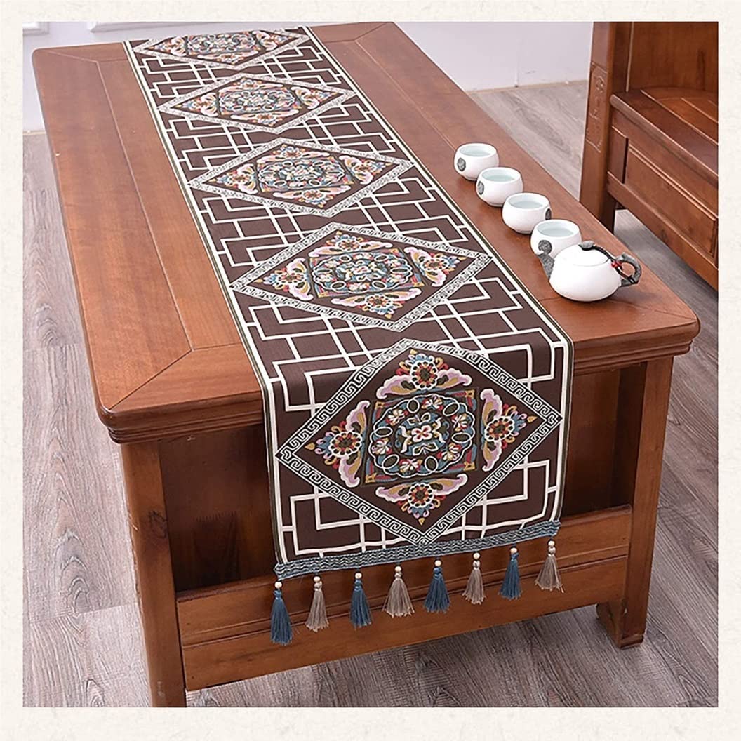 Runner Tavola per Tavolino da caffè Nuovo Runner Cinese Zen Tovaglia da tè Decorazione Semplice della Bandiera del Letto Centro Tavola Moderno(34X270cm)