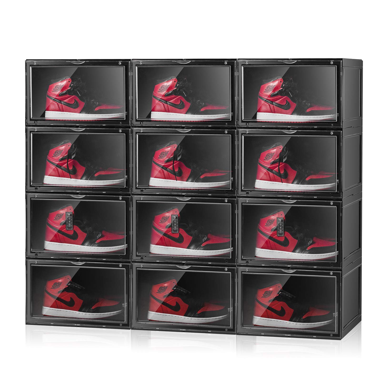 S Jiang Shoe Storage Boxes Clear Stackable Women Men Sneaker