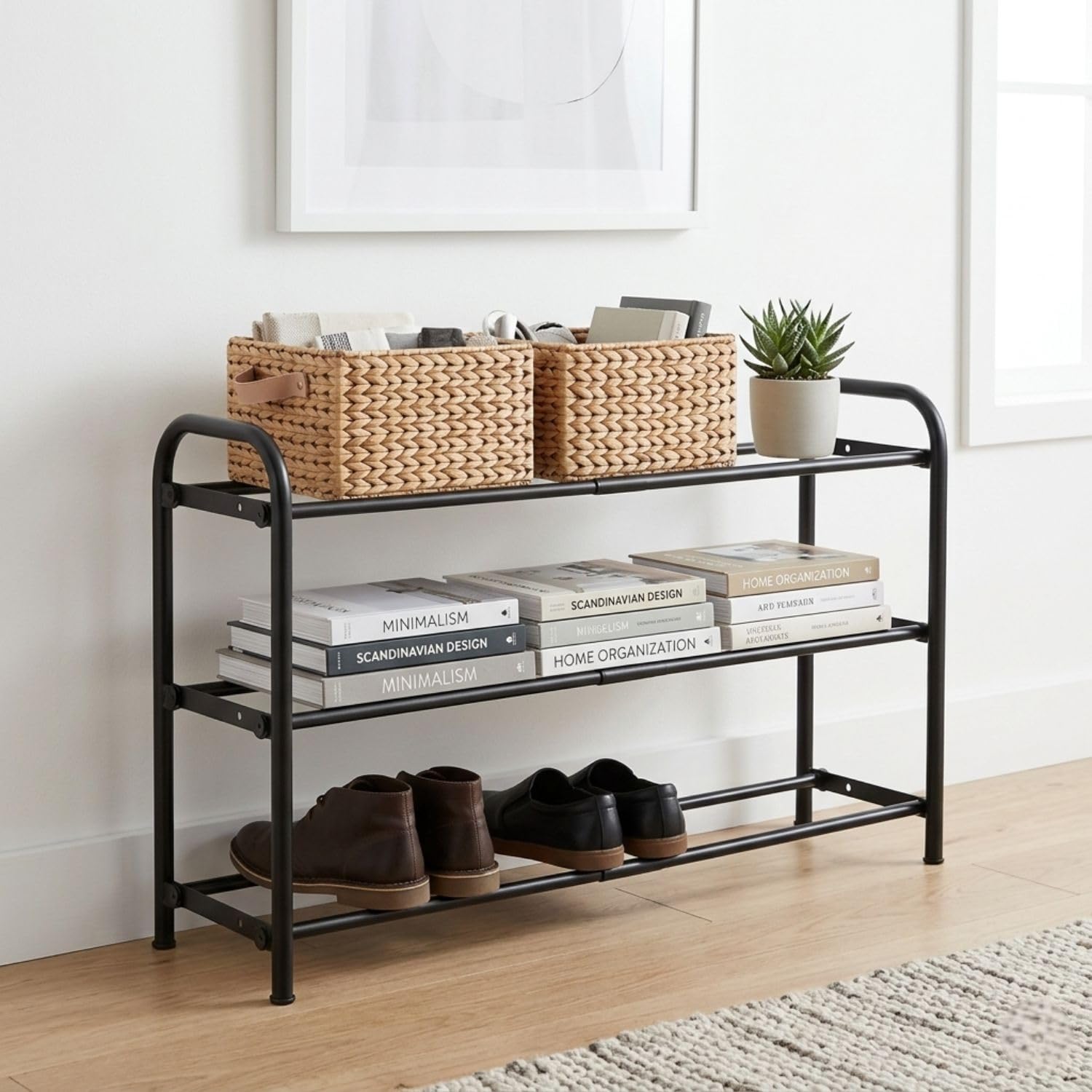 3 Tier Metal Shoe Rack – Space Saving Shoe Organizer Stand, Heavy Duty Rust Resistant Steel Frame, Multi-Pair Storage for Entryway, Bedroom & Closet (Black) (3-Tier)-image-45