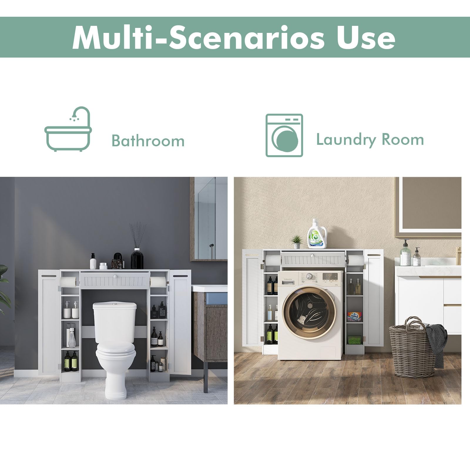 LIFEZEAL Meuble De Salle De Bain Sur WC, Étagère Sur WC