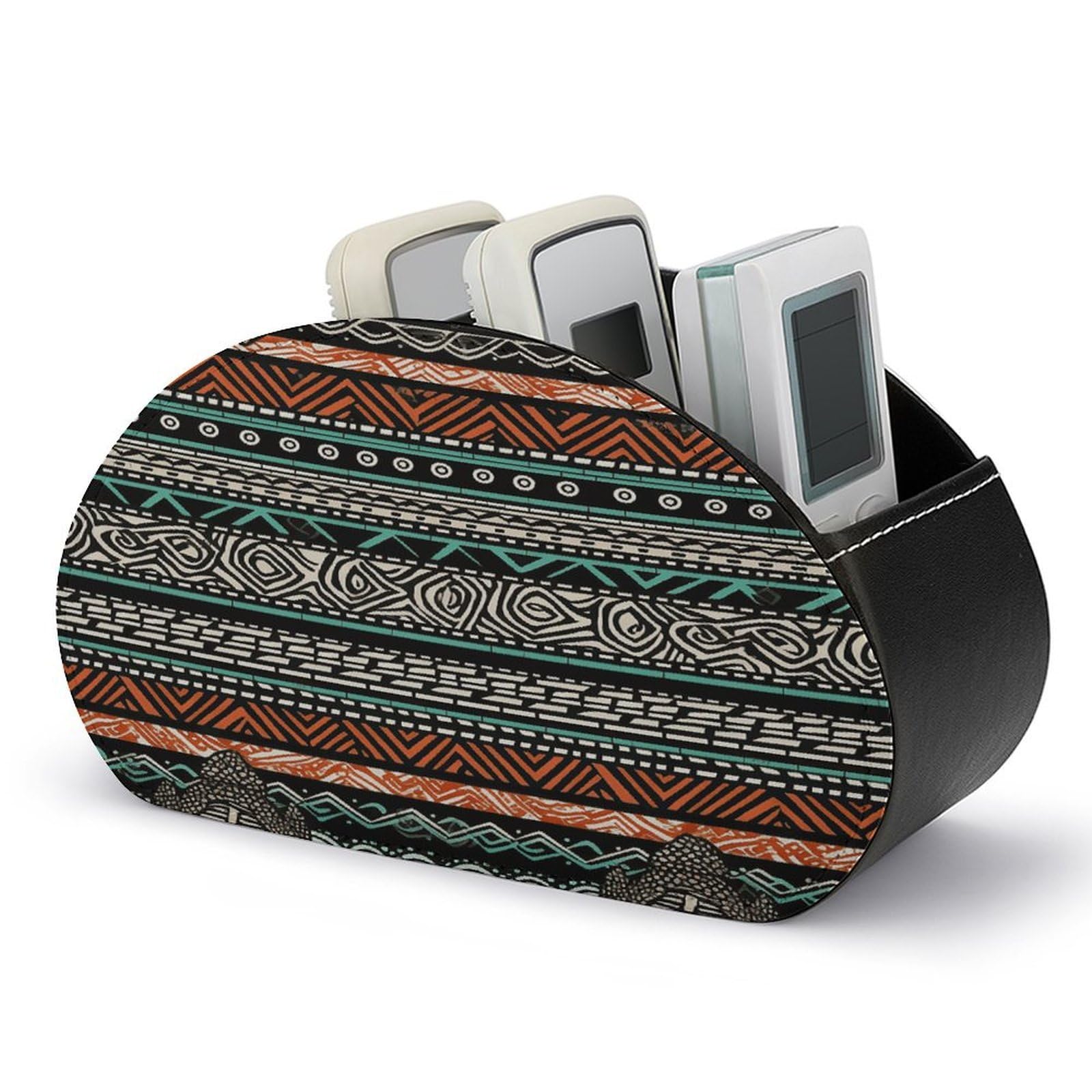 FekiLoot Ethnic Turtle Striped Remote Control Holder with 5 Compartments Remote Organizer Caddy for Table TV Remote Caddy Storage Box/Tray Fits Media Controllers Office Supplies