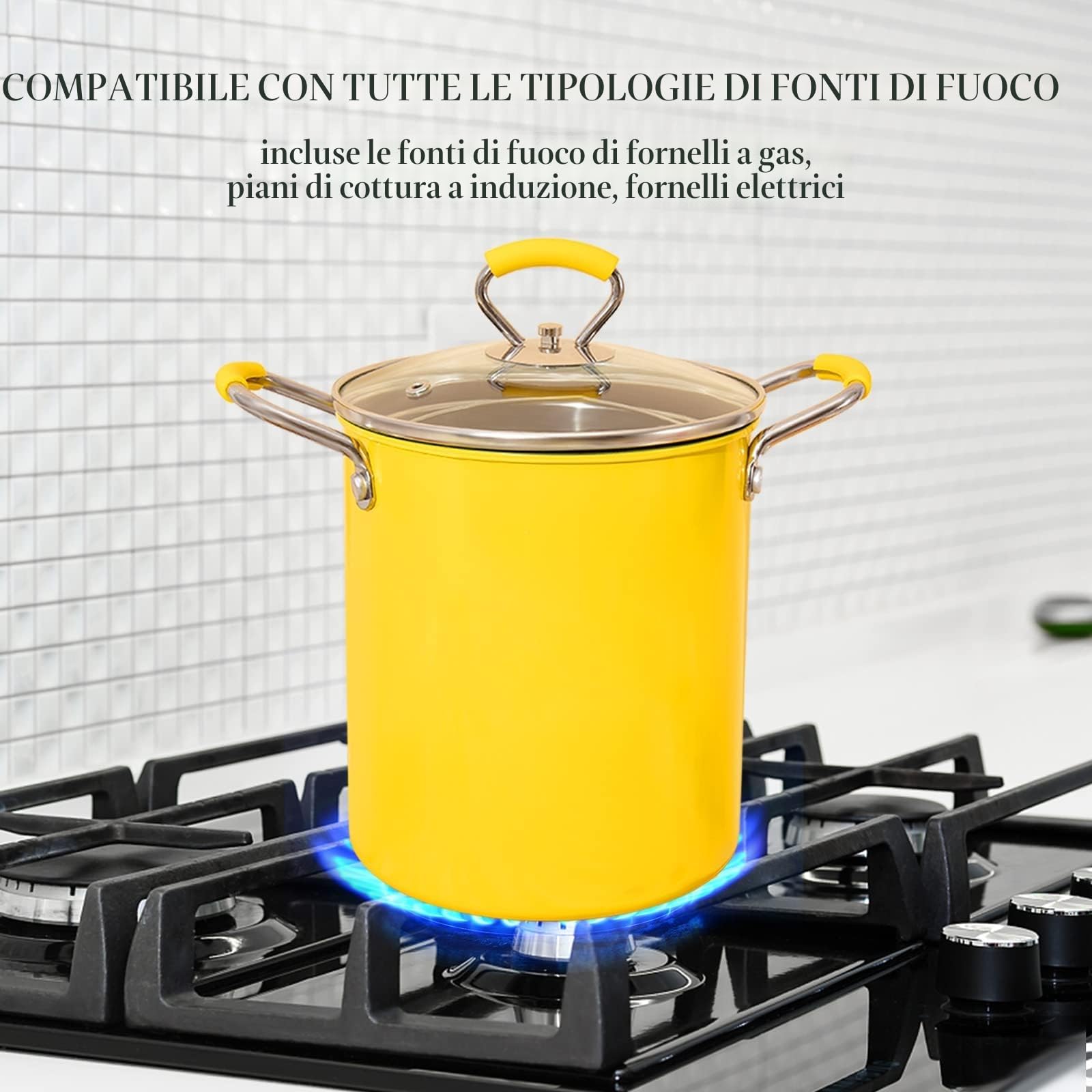 PARACITY Friggitrice 3L con Cestello, Padella Piccola con Manico in Silicone Antiscottatura, Acciaio Inossidabile 304, per Friggere Patatine Fritte, Pesce e Pollo