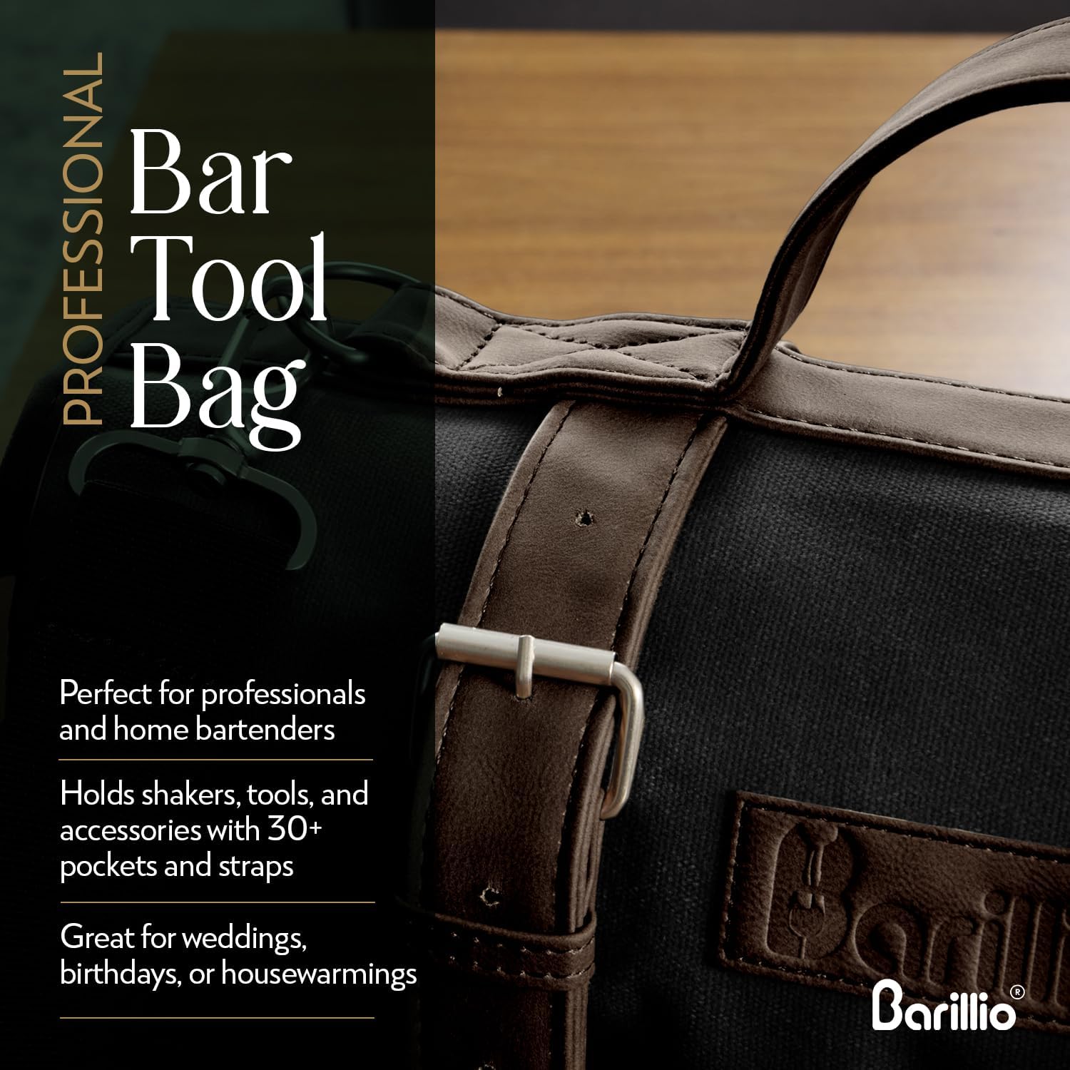 Barillio Pro Mixology Bundle – 32-Piece Bar Tool Set + Black Travel Bartender Bag