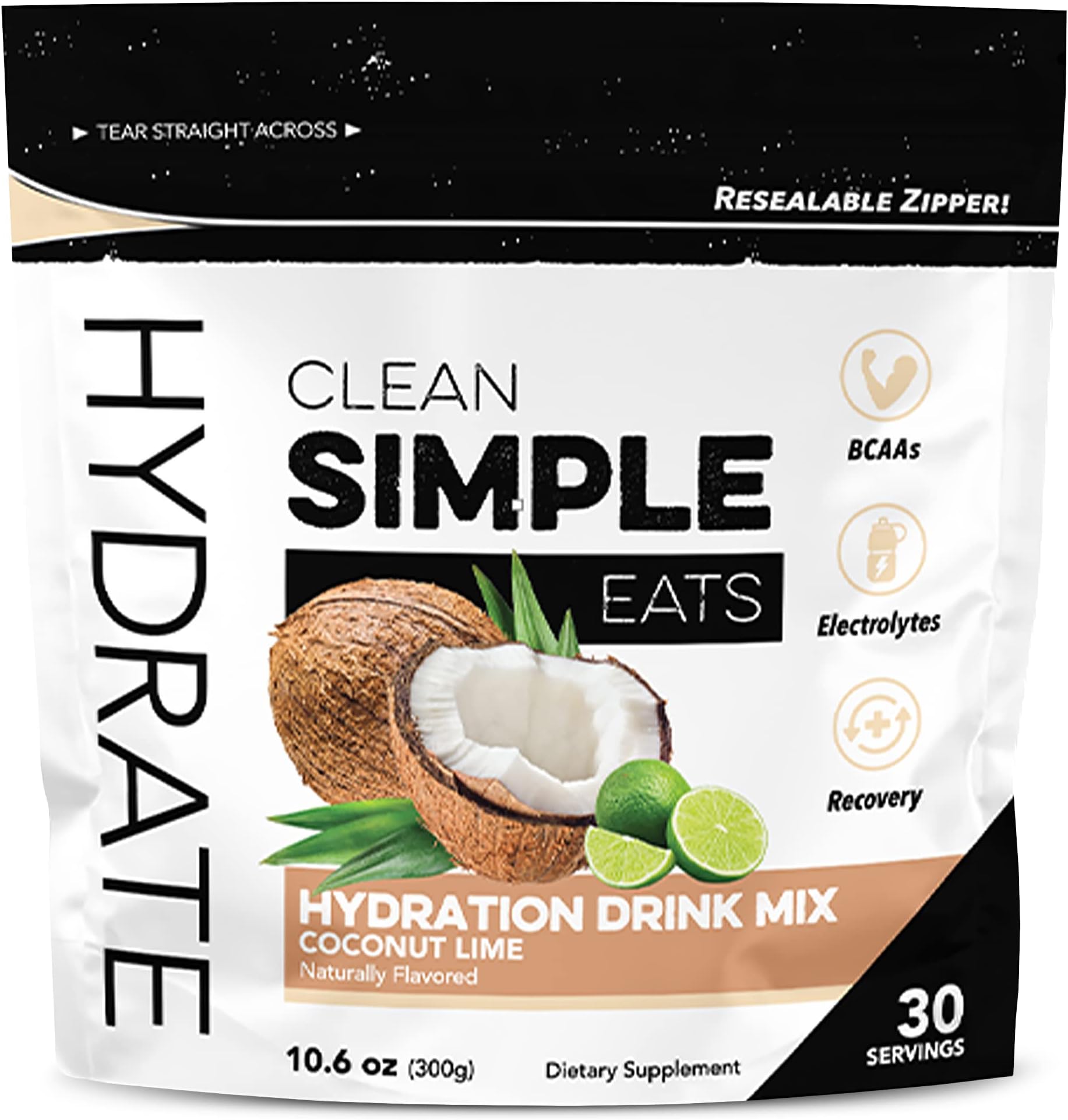 Clean Simple EatsCoconut Lime Hydration Drink Mix with Natural Electrolytes, 30 servings
