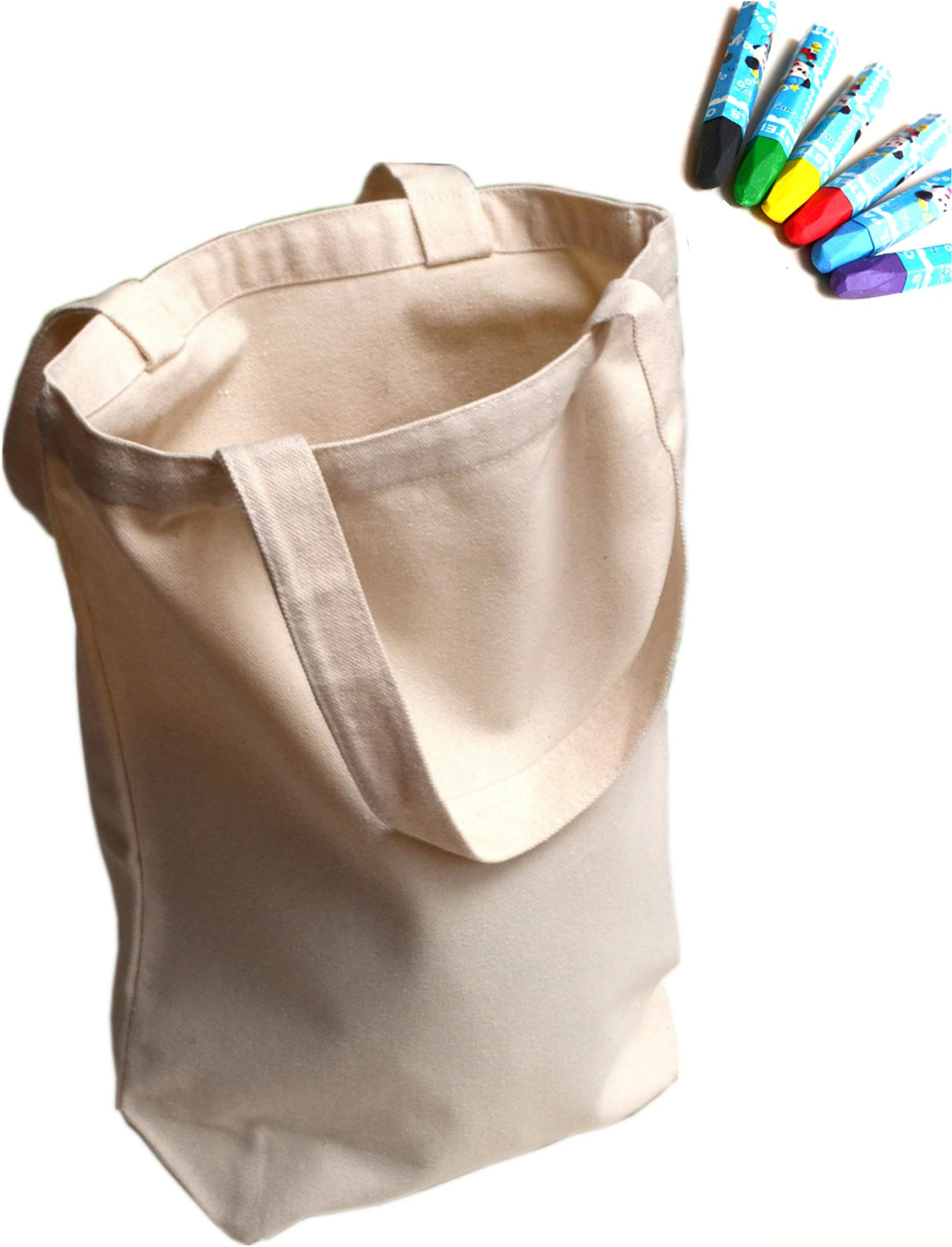 UpBrands 12 Pack Canvas Tote Bag DIY Kit Pure Color Suitable for Party Favors, Gift, Goodie Bags, Small Shopping Grocery (Sturdy 10 Oz), Mother's Day and Teacher's Gift Idea
