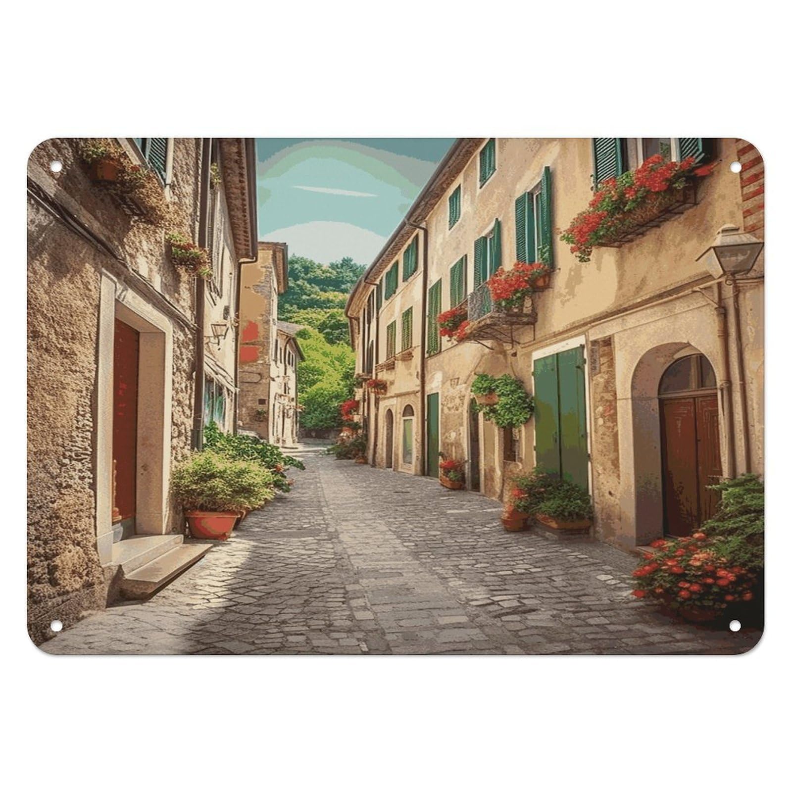 Fekiloot Style Italy Street Wall Decor Iron Painting Metal Sign