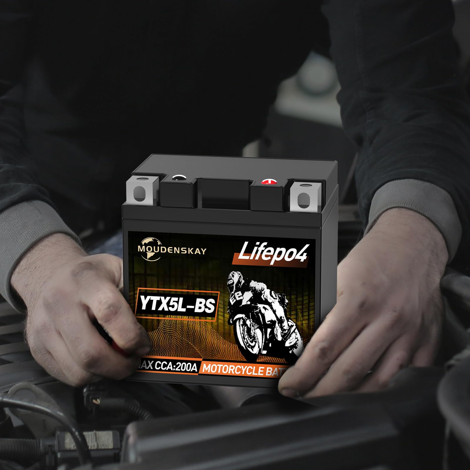 Batterie Lithium Moto 12V Batterie Moto YTX5L-BS 2Ah 200A | Technologie LiFePO4,avec Protection BMS,Sans Entretien,pour motos, ATV, UTV, véhicules nautiques, etc