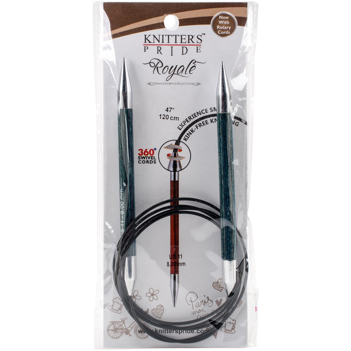 Knitter's Pride Royale Fixed Circular Knitting Needles - Size 10.5/6.5mm With 47 Inch Cord