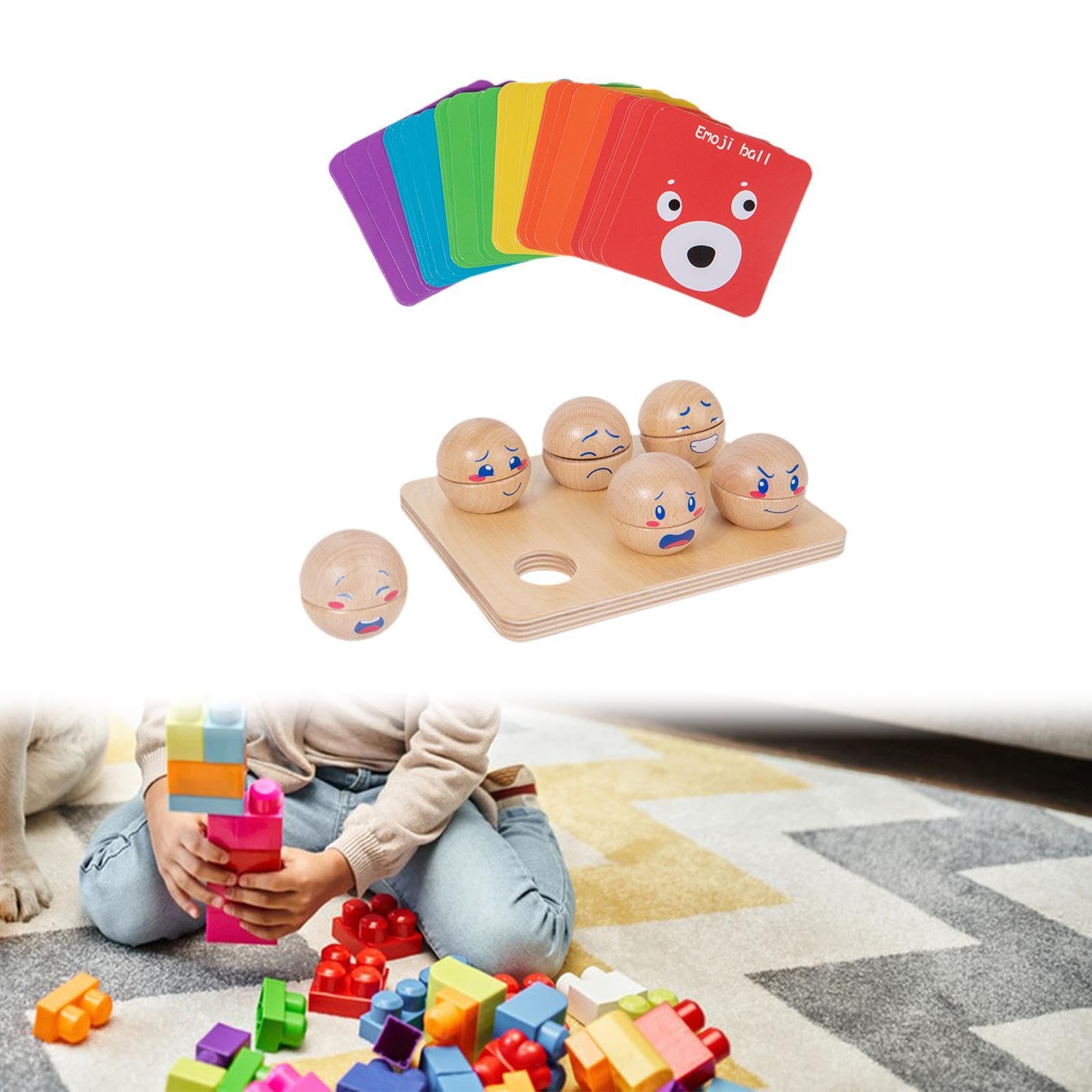 Juego de Bolas presión de Emociones, Bloques de Madera Educativos para Niños con Juego de Habilidades Motoras Finas, Actividades Divertidas