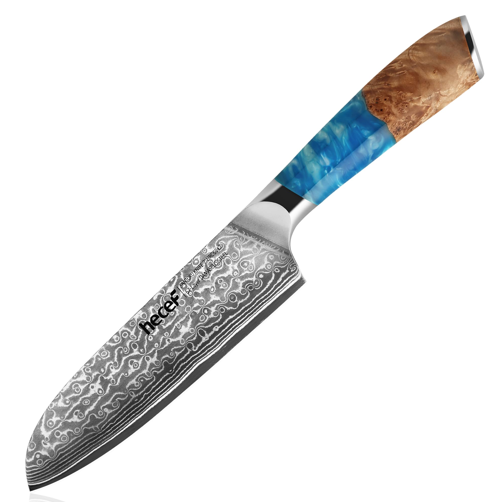 Amazon.co.jp: hecef 三徳包丁 177mm ダマスカス 高炭素ステンレス 超