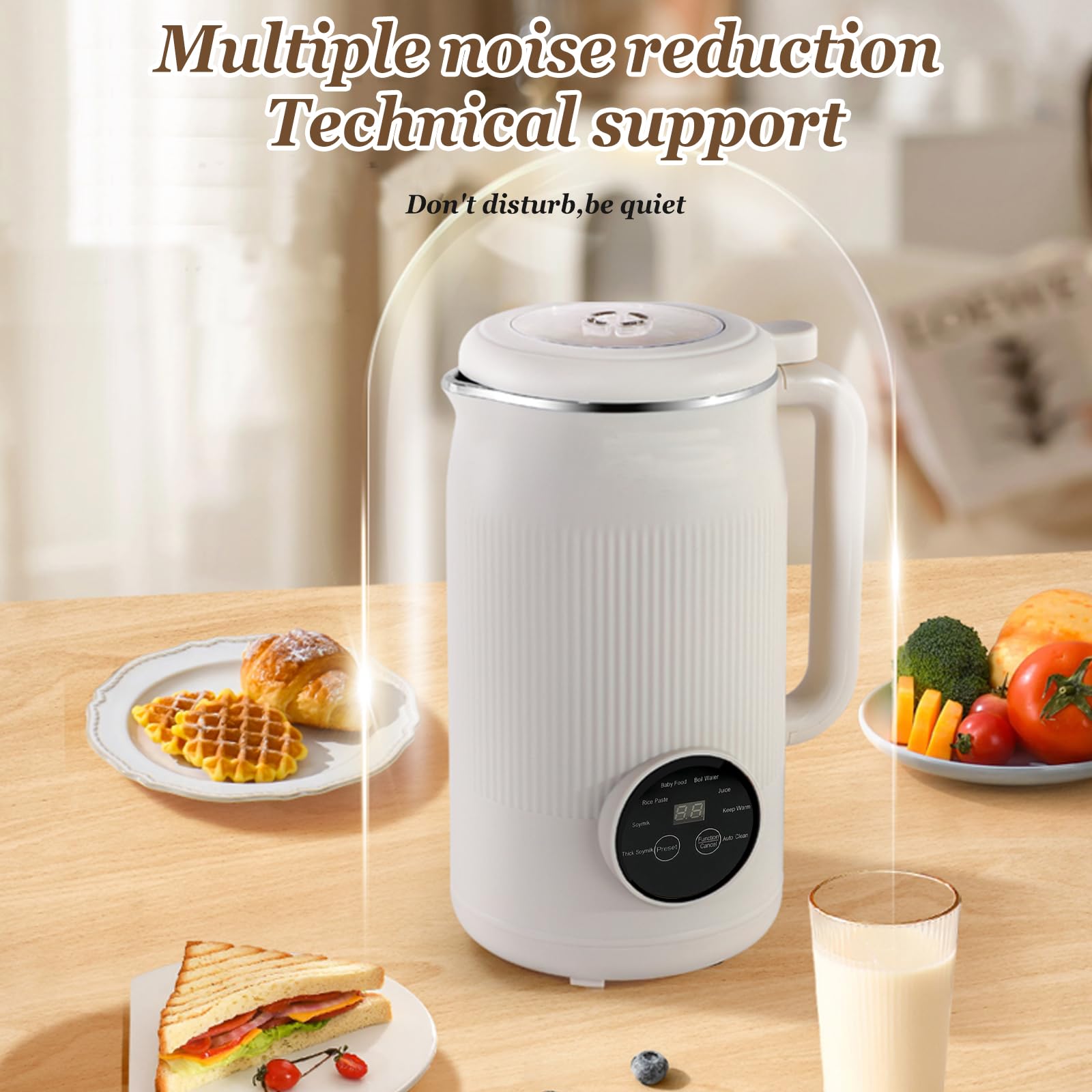 Macchina per latte di soia automatica 8 in 1, 1200 ml, con avvio ritardato, mantiene caldo, bollire l'acqua e autopulente, per latte di mandorle, latte di anacardi, succo, zuppe, porridge