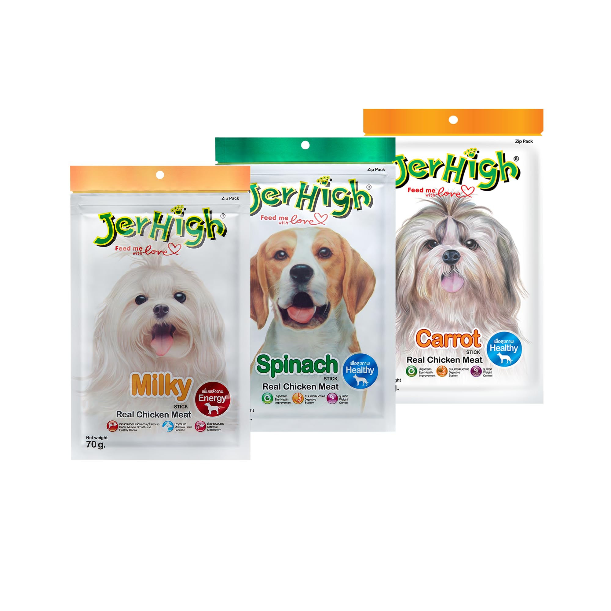 Dogsncats Real Chicken Food Treat Stick Milky, Carrot, Spinach Flavor 3 Pack Combo Set 70G for Dogs Sold by Dogsncats,All Life Stages