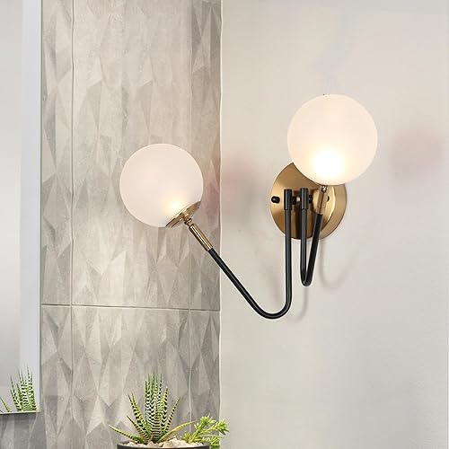 Luz LED de tocador, 2 lámparas de baño, iluminación de pared negra y dorada sobre espejo