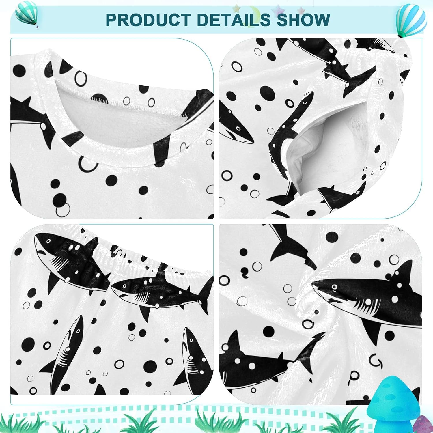 Kids Flannel Sets Shark Warm Plush Relaxed Clothing for Boys and Girls