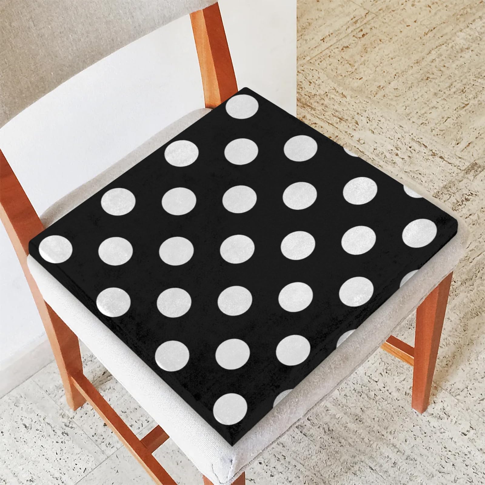 YoYoYuchong Square Chair Cushions White Black Polka Dot Outdoor Seat Cushion Pad Memory Foam Seat Cushion fit Pain Relief Decor Couch Cushions for