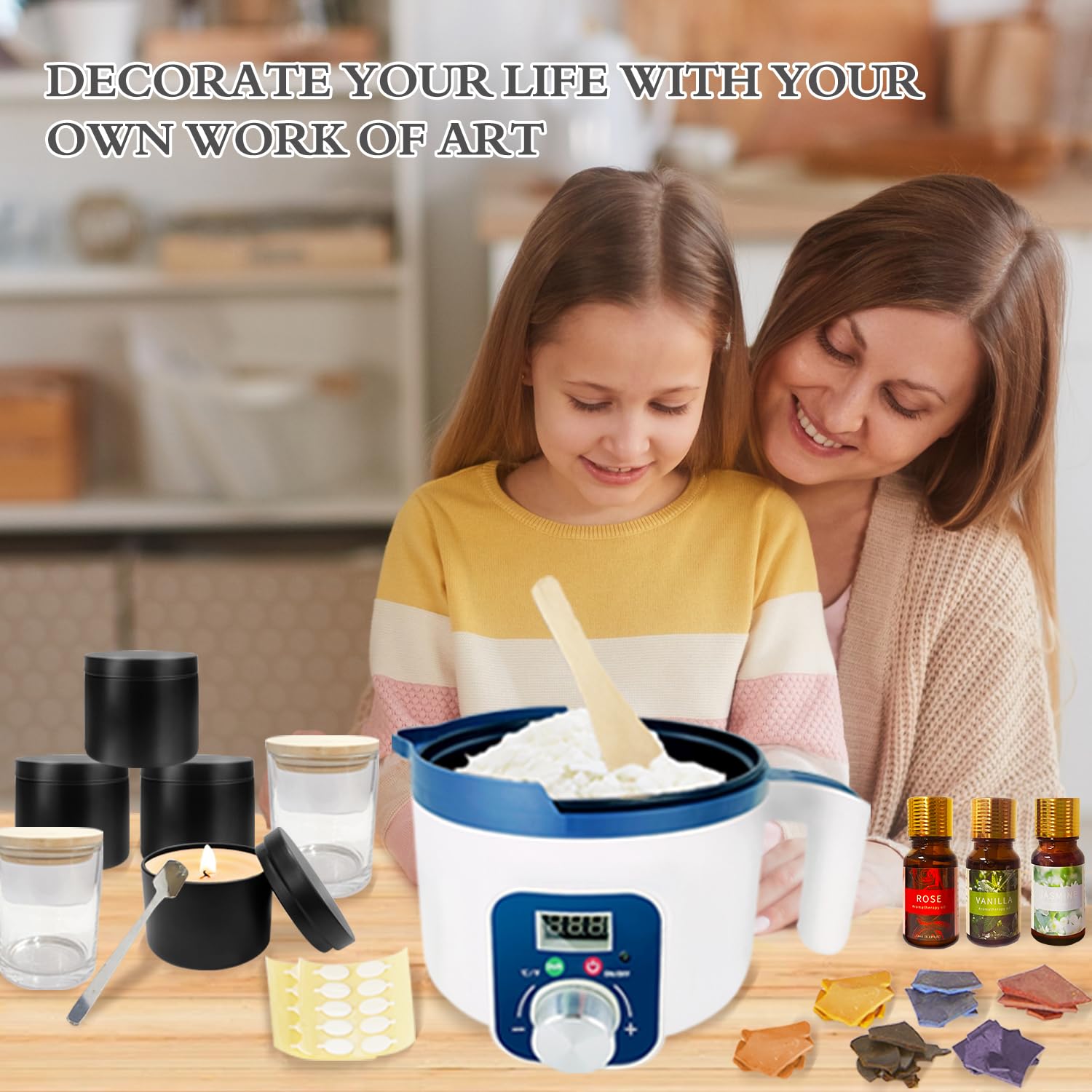 Kit Completo per Fare Candele con Pentola Digitale per Sciogliere la Cera, Set Creazione cCandele Profumate per Adulti, Come Fare le Candele in Casa