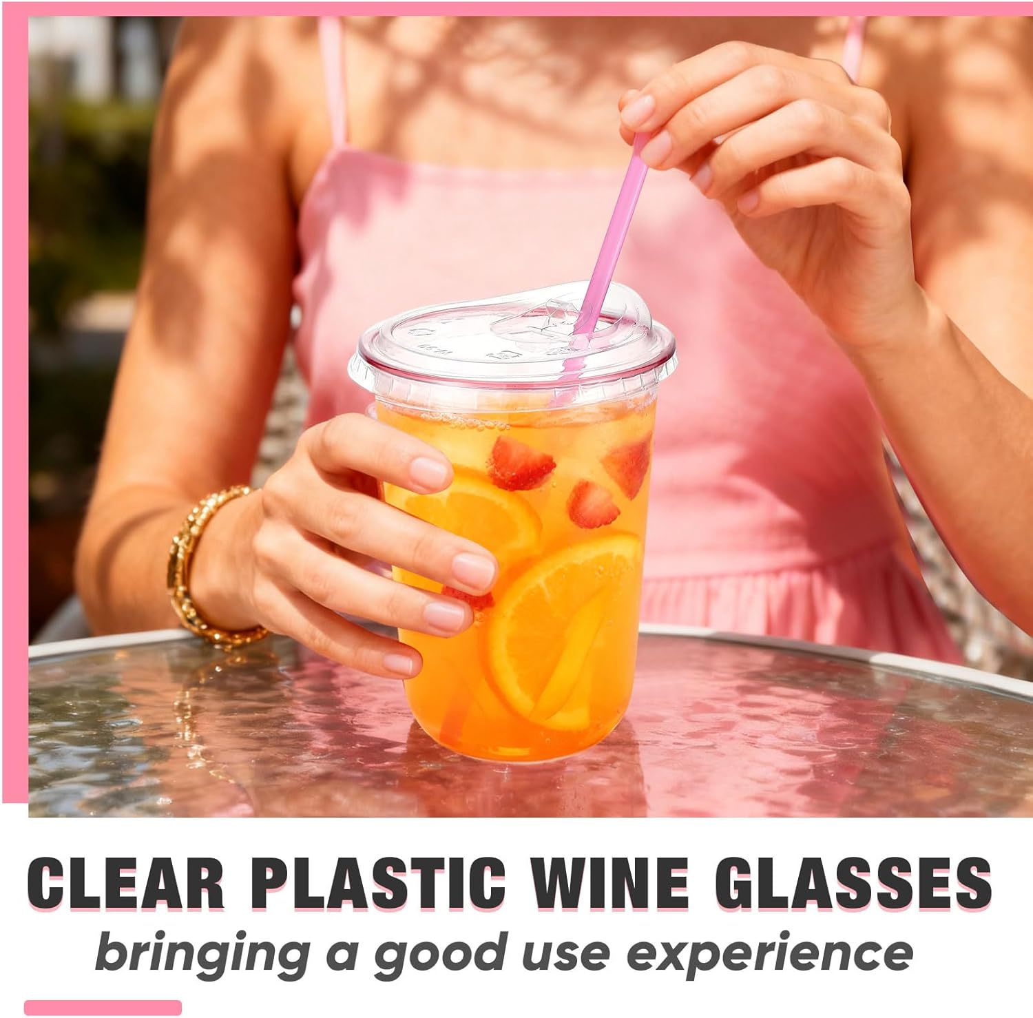 50 Pack 16oz Pink Clear Plastic Cups with Lids and Straws, PET Disposable Drinking Cups, Disposable Iced Coffee Cup for Smoothies, Cold Drinks, Parties, Wedding, Meeting, Drink Shops - Image 5