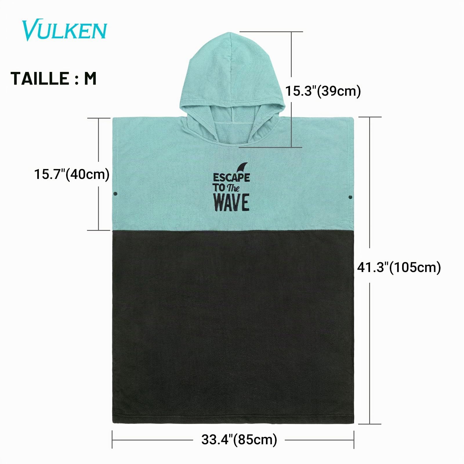 Vulken Peignoir à capuche pour femme Poncho de surf pour se changer à l’abri des regards Taille S/M Bleu pétrole