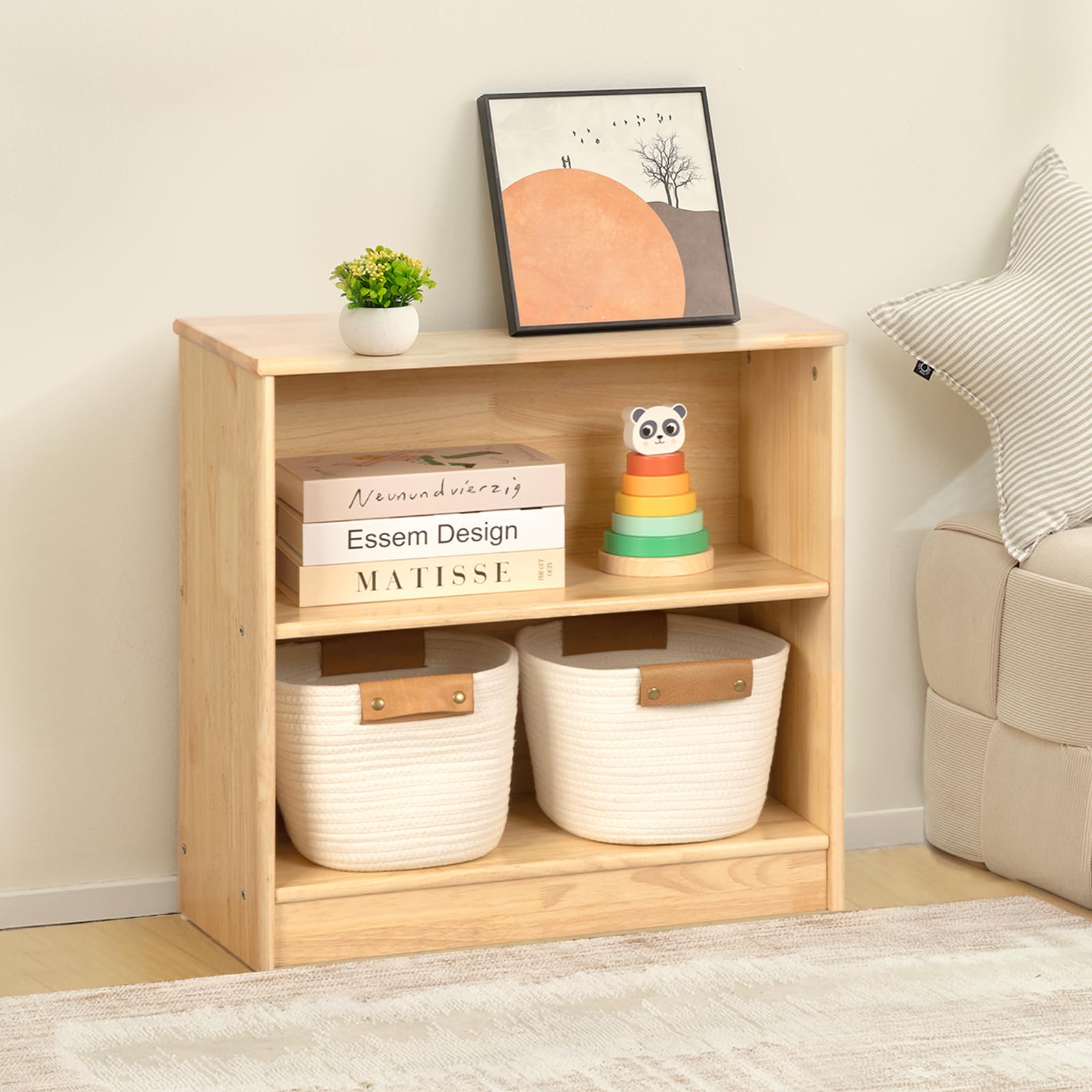 【新品未使用】TOOKYLAND 5段10区画 収納ラック 幅60 高さ91 Amazon｜TOOKYLAND モンテッソーリ収納棚 天然木 ラバーウッド本棚 2段