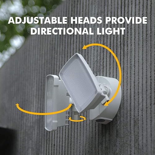 Miniatura 6 de UME Paquete de 2 luces LED de seguridad de 19 W para exteriores, 2 cabezales ajustables, 2000 LM, 5000 K, IP65 impermeable, luz de inundación súper