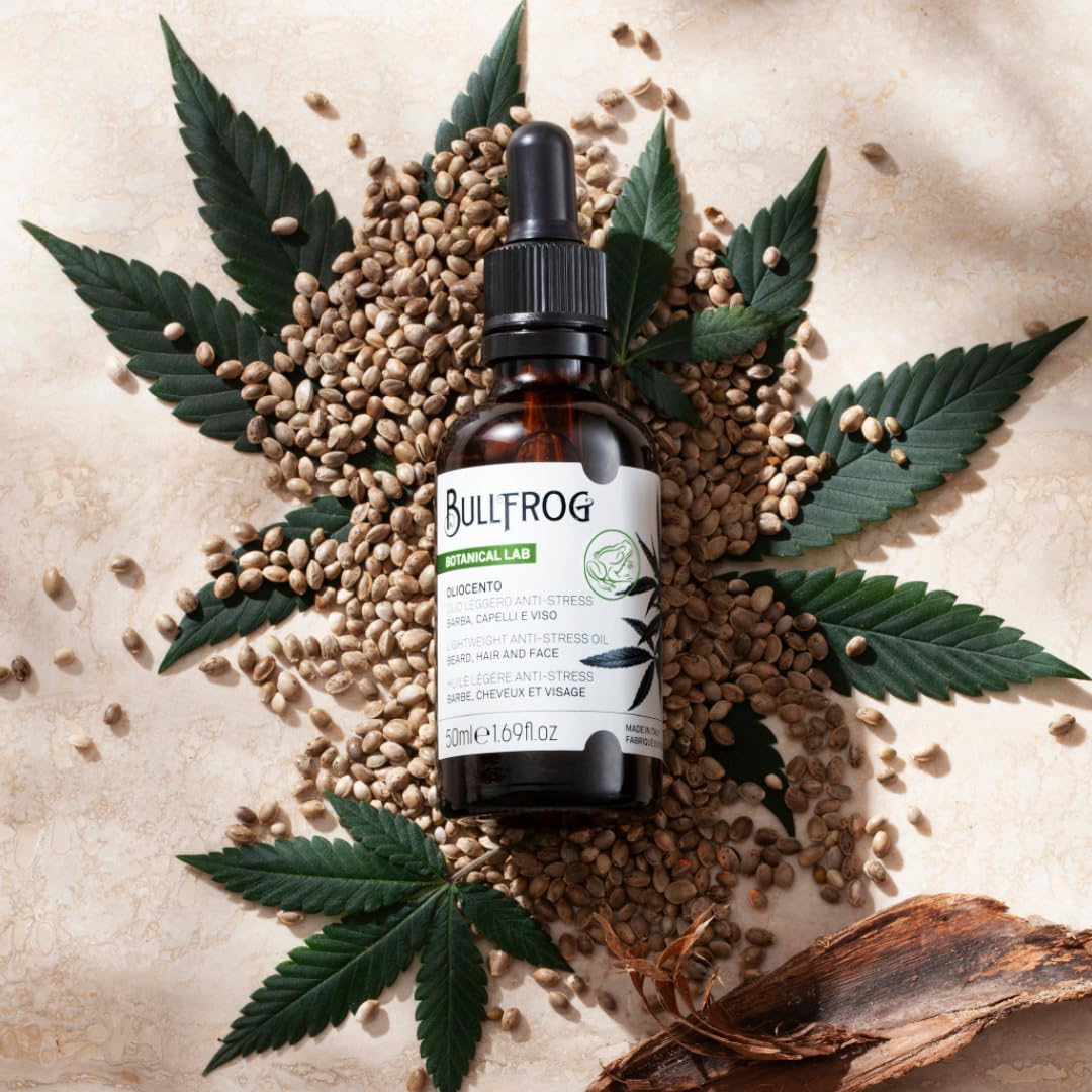 Bullfrog - Kit Beard Heroes, Agnostico Balsamo Multifunzione Originale 100ml, Pasta Esfoliante Lavabarba 100ml, Oliocento 50ml, Fluido Detergente Delicato 250ml
