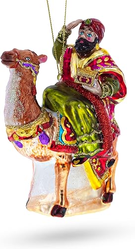 BestPysanky Wiseman Riding a Camel Glass Adorno de Navidad BestPysanky Wiseman Riding a Camel Glass Adorno de Navidad