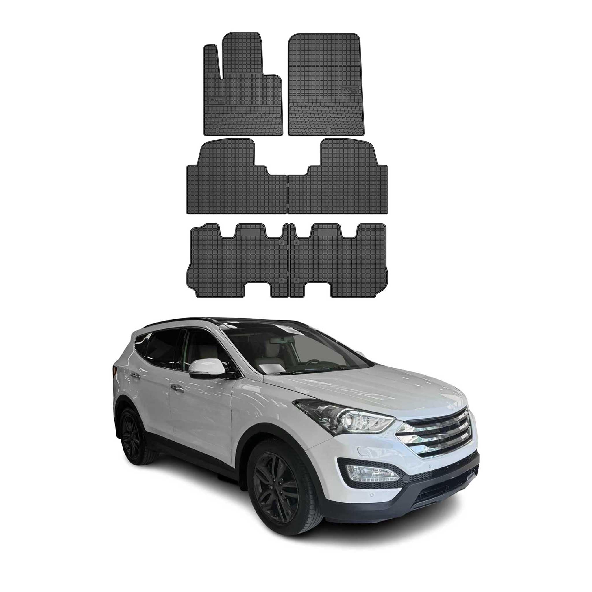 OMAC Dywaniki Dywaniki Samochodowe kompatybilny z Hyundai Santa FE III 2015-2018 Gummimatte Czarny