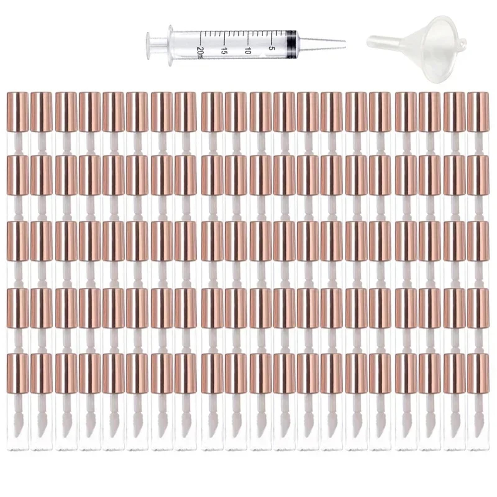 GIUPLOKID Empty Lip Balm Container, Empty Lipstick Tubes With Wand, 1.2ml Multicolor, 100 Pcs(Gold)