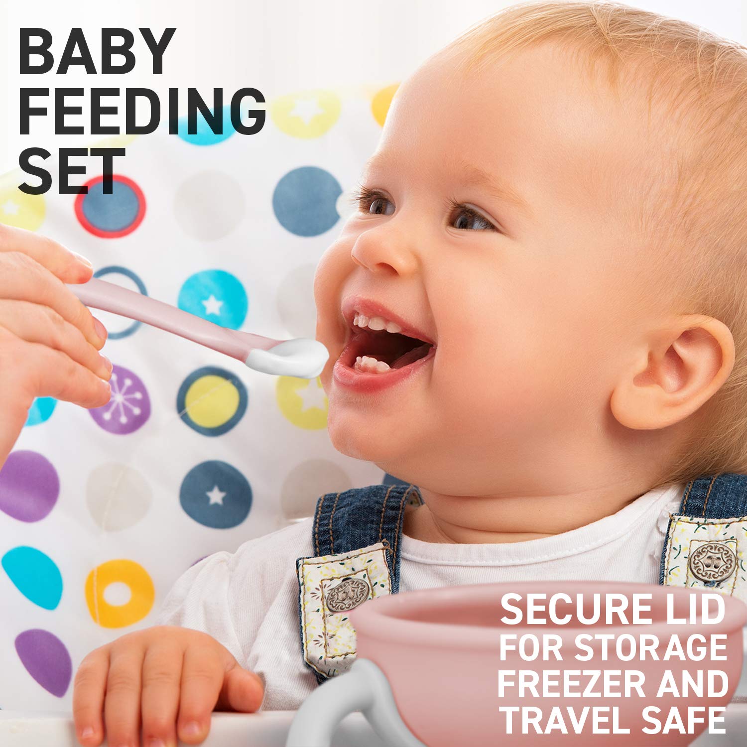 Monee Baby Bowls and Baby Spoons. Baby Led Weaning Baby Feeding Set - Set Includes Baby Spoon, Baby Silicone Bowl and Secure Lid