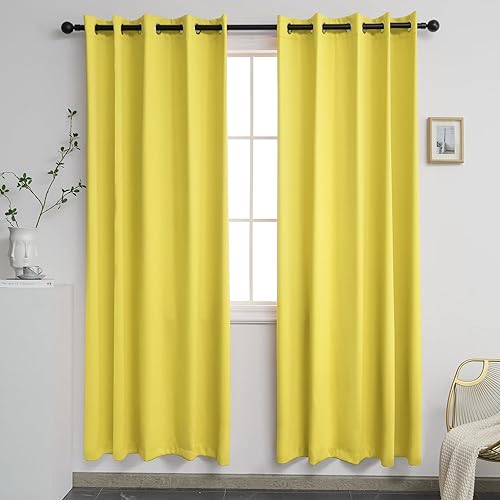 Cortinas amarillas de 72 pulgadas de ancho por 84 pulgadas de largo para dormitorio  Cortinas de oscurecimiento de habitación extra anchas con