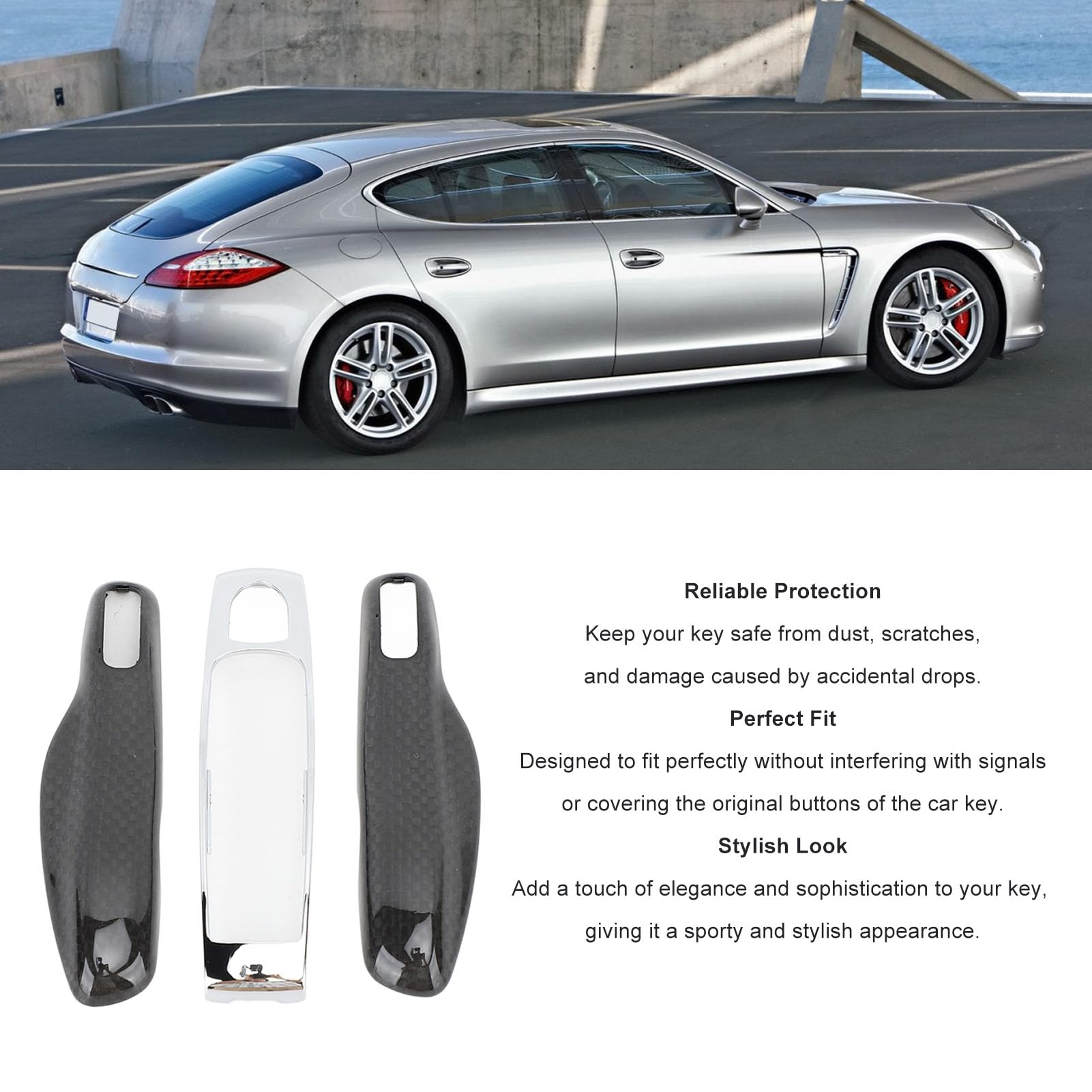 Funda Protectora para Llave Remota de Entrada de Coche para , Fácil Instalación, para Propietarios de Automóviles Deportivos (Estilo de Fibra de Carbono)