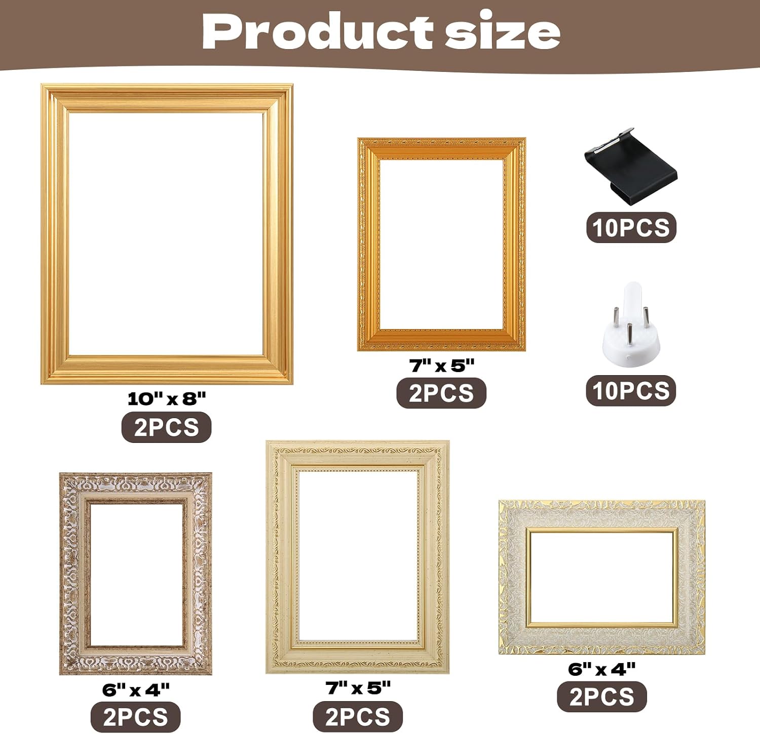 10 Pack Vintage Picture Frames for Wall or Tabletop Display Ornate Vintage Picture Frames Vintage Wall Art for Gallery Bedroom Living Room Antique Photo Frame for Wall Décor
