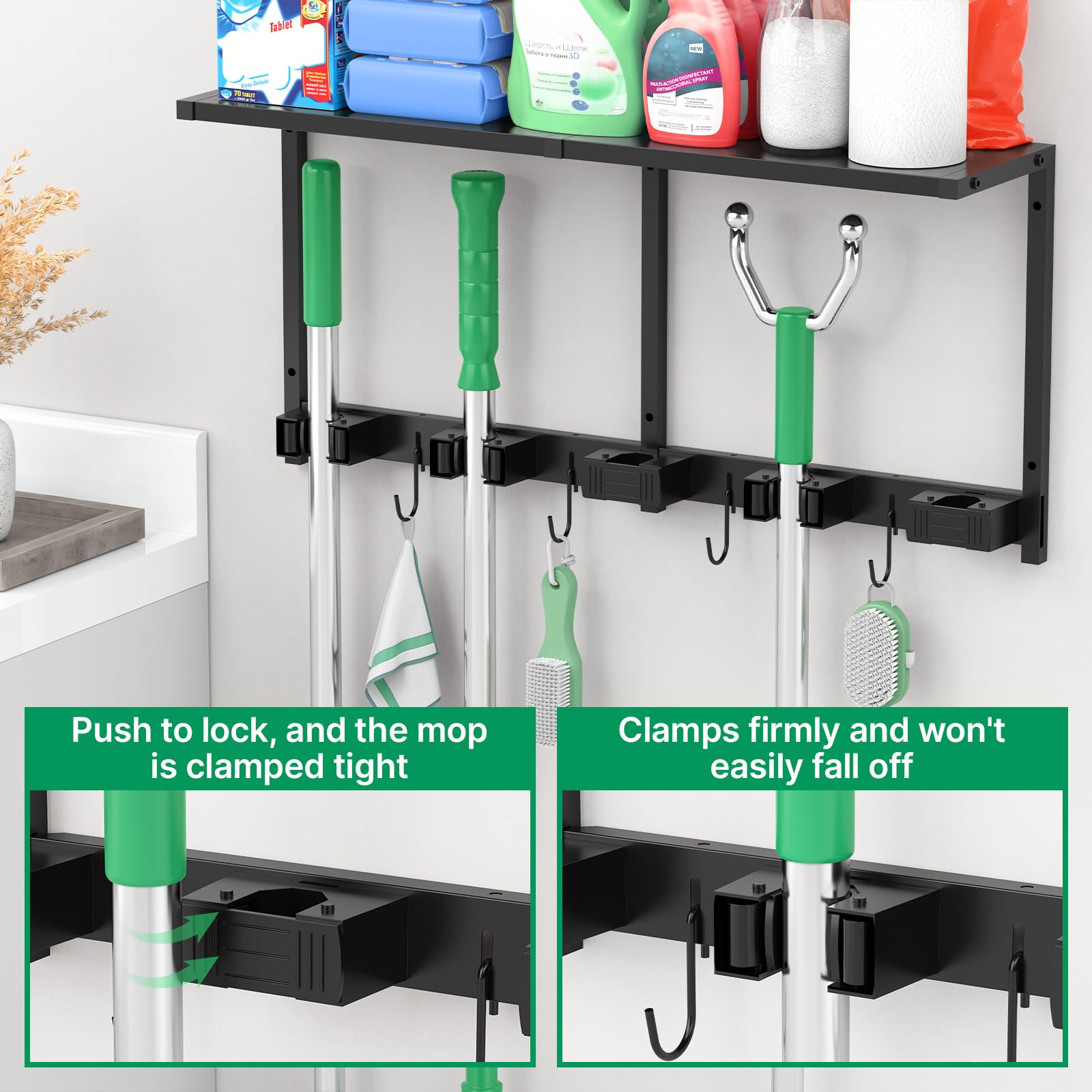 CCCEI Broom & Mop Wall Mount Organizer -3