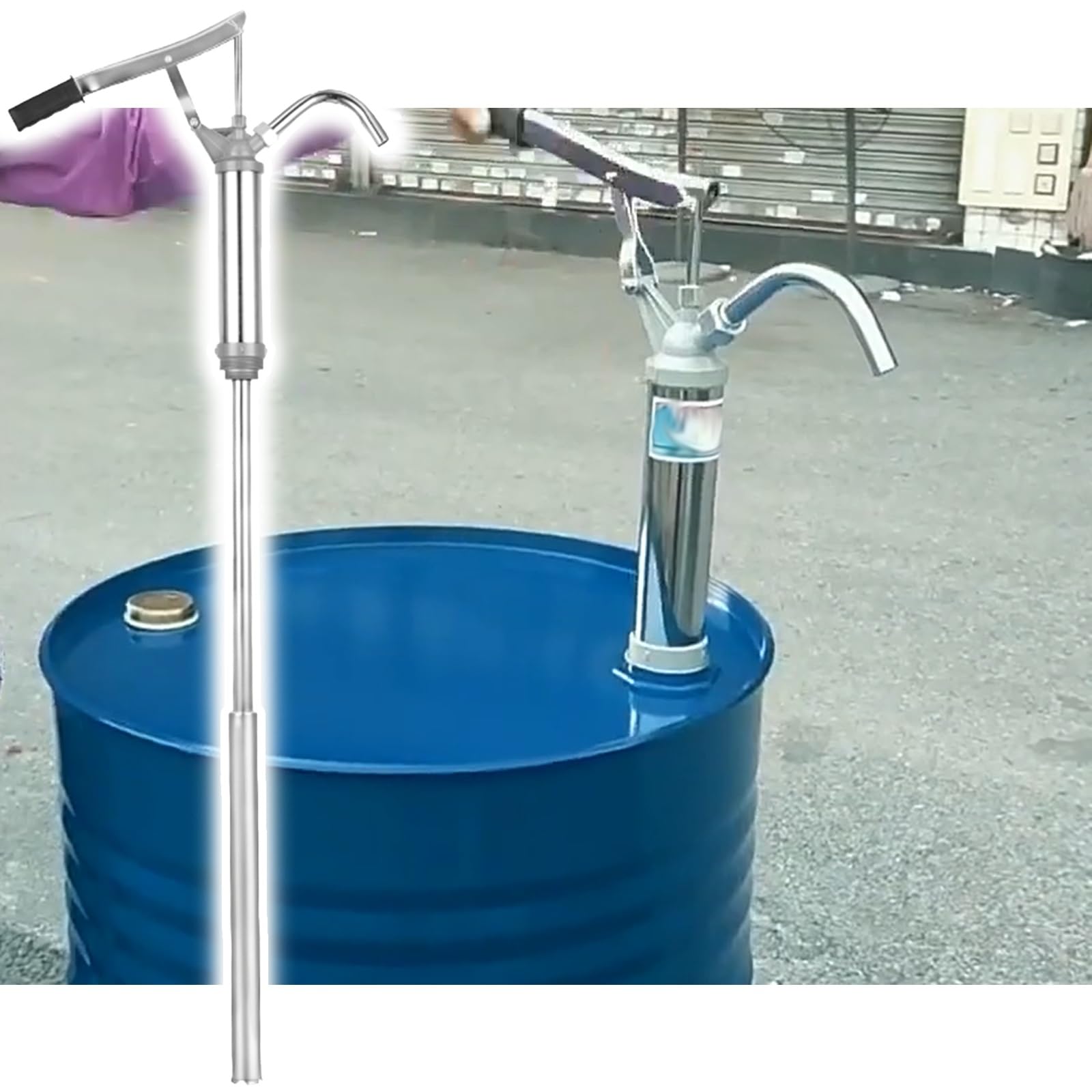 AMUFJJ Pompa Manuale travaso liquidi Pompa Manuale per Fusti con Asta Estensibile, Pompa Manuale per Olio per Impieghi Gravosi per Fusti E Barili da 25L A 200L, Ideale per Il Trasferimento di Olio
