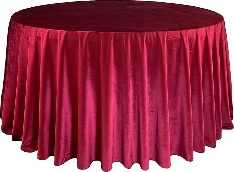 YOUR CHAIR COVERS - 120 Inch Round Velvet Tablecloth - Burgundy, Linen Table Cloth for Standard Round Tables