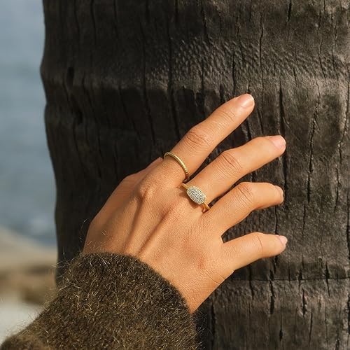 Miniatura 2 de STORYJEWELLERY Anillos de declaración para mujer, anillos de cóctel para mujer, anillo de sello Art Deco, anillos de dedo índice y meñique pavé