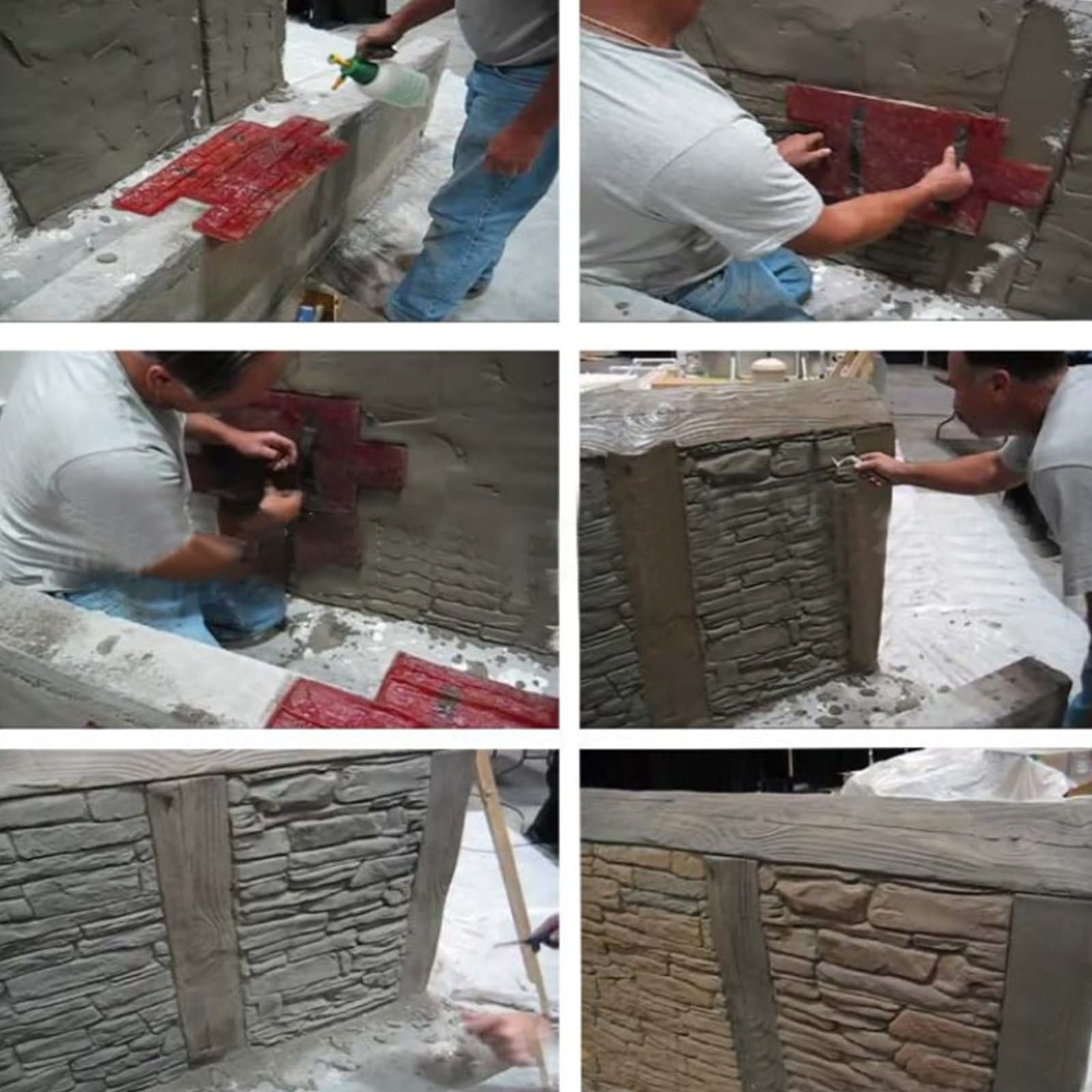 Formy do stempli betonowych o wymiarach 15,7" x 7,8" x 0,6" z pionowym wzorem słojów drewna, maty do stempli betonowych, narzędzie do odciskania odcisków na ścianach i podłogach do dekoracji