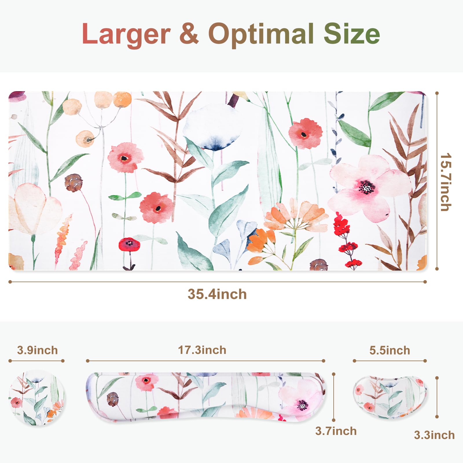 Gaming Wrist Rest & Keyboard Desk Mat - Orange Flowers -6